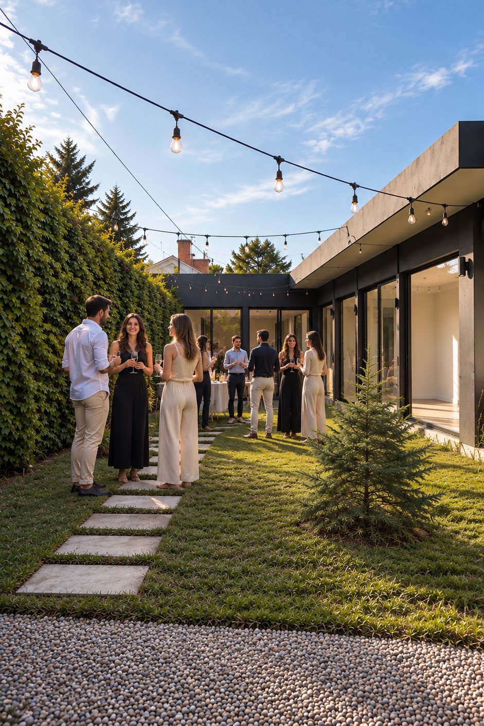 Celebración al aire libre en el jardín de ENTRE, Carrasco